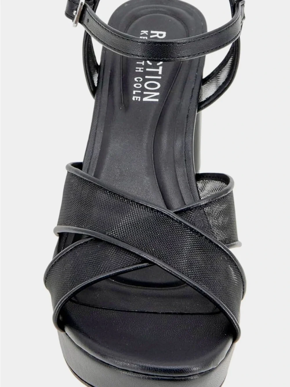 Kenneth Cole Reaction Black Strappy Platform Block Heels